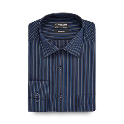 The Collection Big and tall dark blue ombre striped tailored shirt